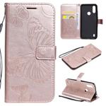 For Motorola Moto E6s (2020) 3D Butterfly Embossed Pattern Horizontal Flip Leather Case with Holder & Card Slot & Wallet & Lanyard(Rose Gold)