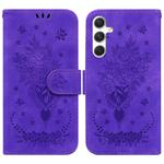 For Samsung Galaxy S25 5G Butterfly Rose Embossed Leather Phone Case(Purple)