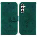 For Samsung Galaxy S25+ 5G Butterfly Rose Embossed Leather Phone Case(Green)