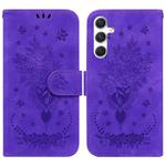 For Samsung Galaxy S25+ 5G Butterfly Rose Embossed Leather Phone Case(Purple)