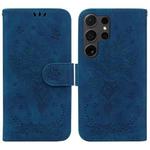 For Samsung Galaxy S25 Ultra 5G Butterfly Rose Embossed Leather Phone Case(Blue)
