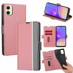 For Samsung Galaxy A05 4G Twill Texture Side Button Leather Phone Case(Pink)