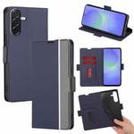 For Samsung Galaxy A36 5G Twill Texture Side Button Leather Phone Case(Blue)