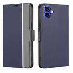 For iPhone 16 Twill Texture Side Button Leather Phone Case(Blue)