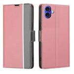 For iPhone 16 Twill Texture Side Button Leather Phone Case(Pink)