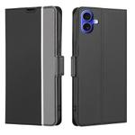 For iPhone 16 Plus Twill Texture Side Button Leather Phone Case(Black)