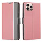 For iPhone 16 Pro Twill Texture Side Button Leather Phone Case(Pink)