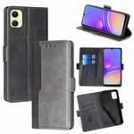 For Samsung Galaxy A05 4G Contrast Color Side Buckle Leather Phone Case(Black + Grey)
