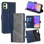 For Samsung Galaxy A05 4G Contrast Color Side Buckle Leather Phone Case(Blue + Grey)