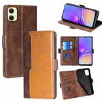 For Samsung Galaxy A05 4G Contrast Color Side Buckle Leather Phone Case(Dark Brown + Gold)