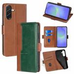For Samsung Galaxy A36 5G Contrast Color Side Buckle Leather Phone Case(Light Brown + Green)