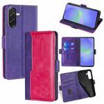 For Samsung Galaxy A36 5G Contrast Color Side Buckle Leather Phone Case(Purple + Rose Red)