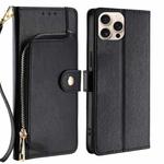 For iPhone 16 Pro Zipper Bag Leather Phone Case(Black)