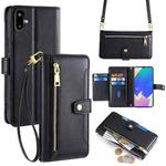 For Samsung Galaxy F06 5G Sheep Texture Cross-body Zipper Wallet Leather Phone Case(Black)