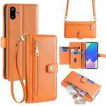 For Samsung Galaxy F06 5G Sheep Texture Cross-body Zipper Wallet Leather Phone Case(Orange)