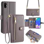 For Samsung Galaxy F06 5G Sheep Texture Cross-body Zipper Wallet Leather Phone Case(Grey)