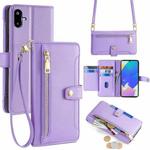 For Samsung Galaxy F06 5G Sheep Texture Cross-body Zipper Wallet Leather Phone Case(Purple)