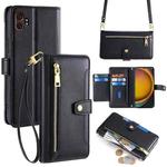 For Samsung Galaxy Xcover 7 Pro 5G Sheep Texture Cross-body Zipper Wallet Leather Phone Case(Black)