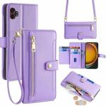 For Samsung Galaxy Xcover 7 Pro 5G Sheep Texture Cross-body Zipper Wallet Leather Phone Case(Purple)