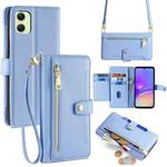 For Samsung Galaxy A05 4G Sheep Texture Cross-body Zipper Wallet Leather Phone Case(Blue)