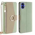 For iPhone 16 Plus Crossbody Litchi Texture Leather Phone Case(Green)