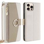 For iPhone 16 Pro Crossbody Litchi Texture Leather Phone Case(White)