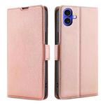 For iPhone 16 Ultra-thin Voltage Side Buckle Horizontal Flip Leather Phone Case(Rose Gold)