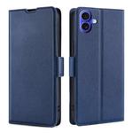 For iPhone 16 Plus Ultra-thin Voltage Side Buckle Horizontal Flip Leather Phone Case(Blue)