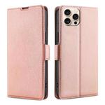 For iPhone 16 Pro Max Ultra-thin Voltage Side Buckle Horizontal Flip Leather Phone Case(Rose Gold)