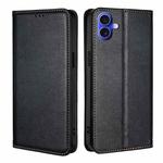 For iPhone 16 Gloss Oil Solid Color Magnetic Leather Phone Case(Black)