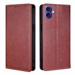 For iPhone 16 Gloss Oil Solid Color Magnetic Leather Phone Case(Brown)