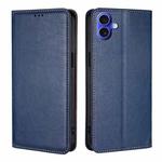 For iPhone 16 Gloss Oil Solid Color Magnetic Leather Phone Case(Blue)