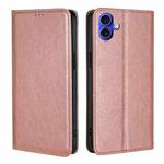 For iPhone 16 Plus Gloss Oil Solid Color Magnetic Leather Phone Case(Rose Gold)