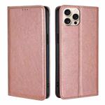 For iPhone 16 Pro Gloss Oil Solid Color Magnetic Leather Phone Case(Rose Gold)