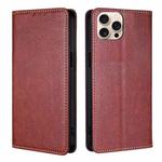 For iPhone 16 Pro Max Gloss Oil Solid Color Magnetic Leather Phone Case(Brown)