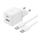 Baseus PD30W USB and USB-C / Type-C Fast Charger With 1m Type-C Cable, Plug Type:EU Plug(White)