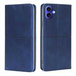 For iPhone 16 Cow Texture Magnetic Leather Phone Case(Blue)