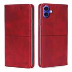 For iPhone 16 Cow Texture Magnetic Leather Phone Case(Red)