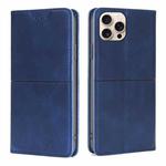 For iPhone 16 Pro Cow Texture Magnetic Leather Phone Case(Blue)