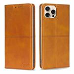 For iPhone 16 Pro Cow Texture Magnetic Leather Phone Case(Light Brown)