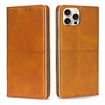 For iPhone 16 Pro Max Cow Texture Magnetic Leather Phone Case(Light Brown)