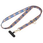 Retro Ethnic Style Crossbody Long Lanyard Mobile Phone Anti-lost Neck Lanyard(Dark Blue)