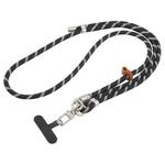 8mm Silver Buckle Adjustable Anti-lost Crossbody Mobile Phone Neck Lanyard(Black White)