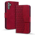 For Samsung Galaxy S24 FE 5G Diamond Buckle Leather Phone Case with Lanyard(Wine Red)