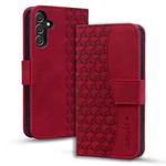 For Samsung Galaxy S24 5G Diamond Buckle Leather Phone Case with Lanyard(Wine Red)