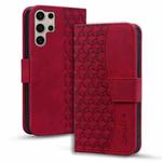 For Samsung Galaxy S25 Ultra 5G Diamond Buckle Leather Phone Case with Lanyard(Wine Red)