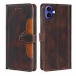 For iPhone 16 Skin Feel Magnetic Buckle Leather Phone Case(Brown)