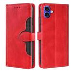 For iPhone 16 Skin Feel Magnetic Buckle Leather Phone Case(Red)