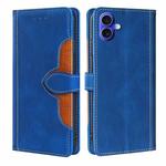 For iPhone 16 Plus Skin Feel Magnetic Buckle Leather Phone Case(Blue)