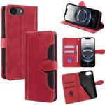 For iPhone 16e Skin Feel Magnetic Buckle Leather Phone Case(Red)